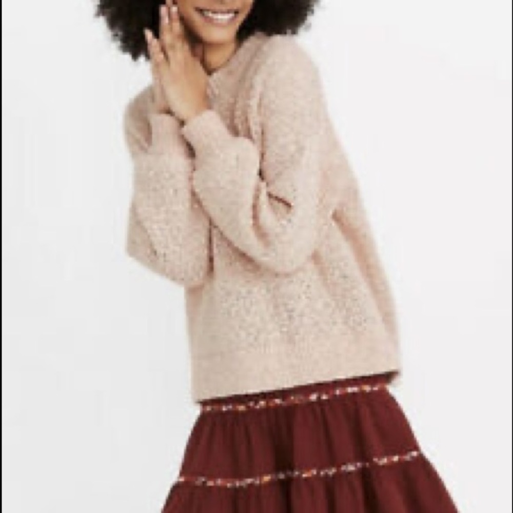 MADEWELL PINK BAEZ PULLOVER BALLOON SLEEVE SWEATER - Picture 2 of 9